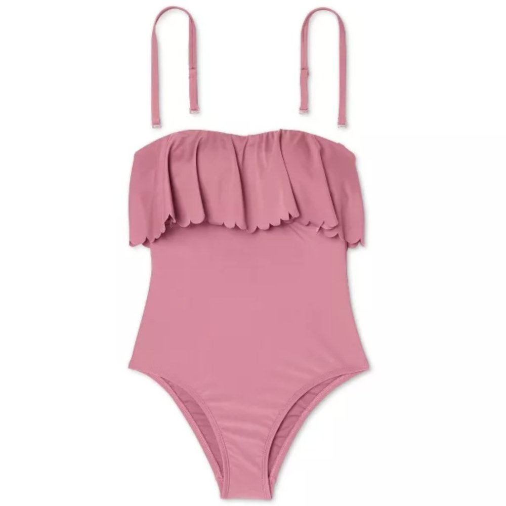 Target One Piece Strapless Flounce Swimsuit - L